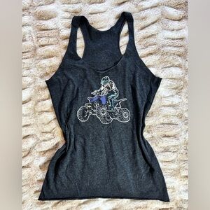 Women's Black Racerback Tank Top with ATV Rider Graphic